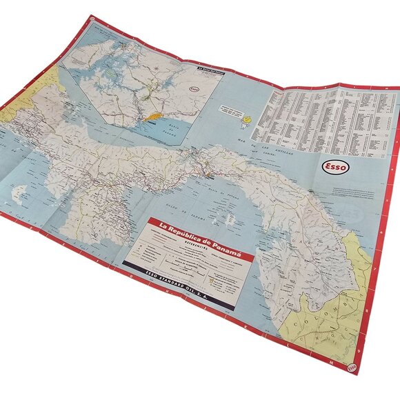 Vintage 1960 Esso Mapa De La República De Panamá Foldable Road Map LI632 - Picture 4 of 6